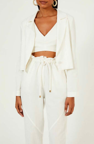 Off White Linen Trousers With Belt